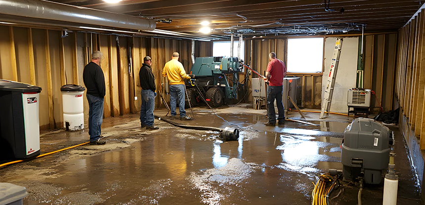 Cleaning Sewage From Basement Floor in Experiment