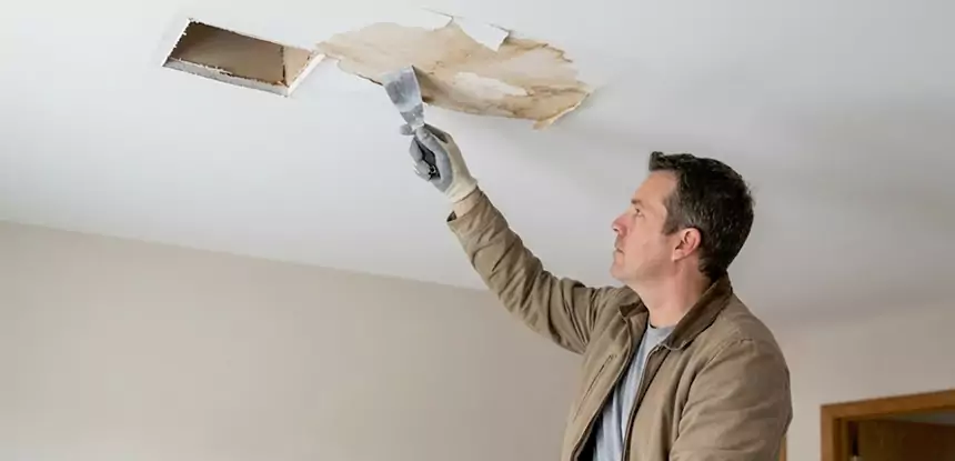 Dry Ceiling After Water Leak in Experiment